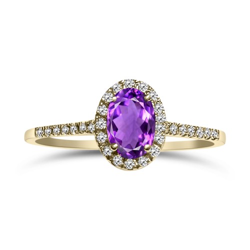 Solitaire ring 18K gold with amethyst 0.34ct and diamonds 0.12ct , VS1, G, da4267 ENGAGEMENT RINGS Κοσμηματα - chrilia.gr