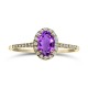 Solitaire ring 18K gold with amethyst 0.34ct and diamonds 0.12ct , VS1, G, da4267