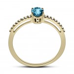 Solitaire ring 14K gold with London Blue Τοpaz and zircon, da4228 RINGS Κοσμηματα - chrilia.gr
