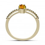 Solitaire ring 14K gold with citrin and zircon, da4229 RINGS Κοσμηματα - chrilia.gr