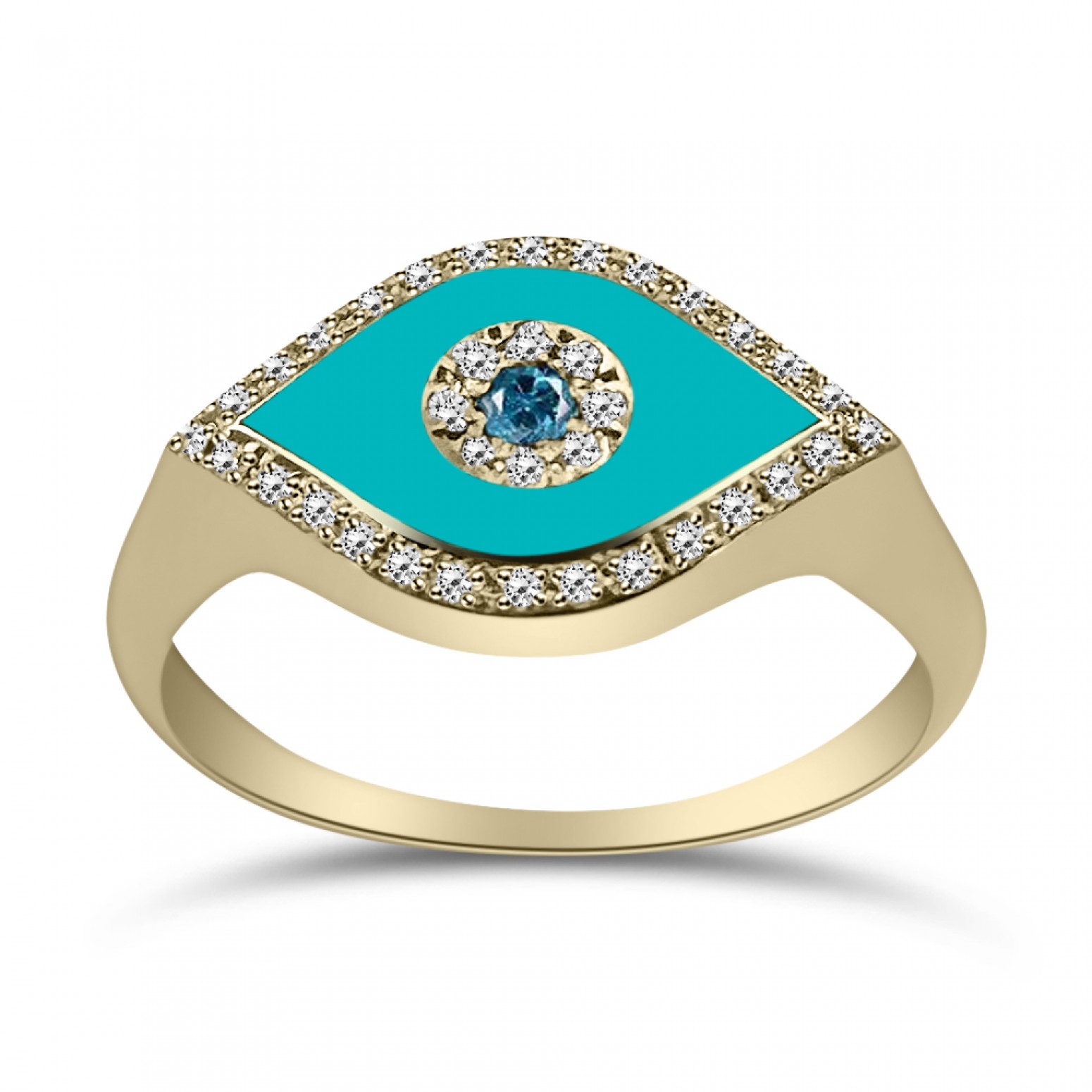 Δαχτυλίδι μάτι, Κ18 χρυσό με διαμάντια 0.15ct, VS1, G και σμάλτο, da4230 ΔΑΧΤΥΛΙΔΙΑ Κοσμηματα - chrilia.gr