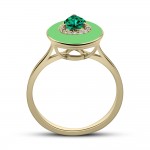 Multistone ring 18K gold with emerald 0.35ct, diamonds and enamel, da4231 RINGS Κοσμηματα - chrilia.gr