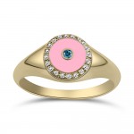 Eye ring, 18K gold with diamonds 0.08ct, VS1, G, and enamel, da4232 RINGS Κοσμηματα - chrilia.gr