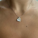 Heart necklace, Κ14 white gold with zircon, ko1587 NECKLACES Κοσμηματα - chrilia.gr