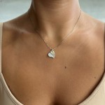 Heart necklace, Κ14 white gold with zircon, ko1587 NECKLACES Κοσμηματα - chrilia.gr