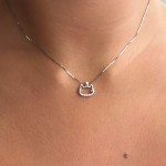 Hello kitty necklace, Κ14 white gold with zircon, ko2017 NECKLACES Κοσμηματα - chrilia.gr