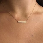 Bar necklace, Κ14 pink gold with diamonds 0.06ct, VS1, H ko4065 NECKLACES Κοσμηματα - chrilia.gr
