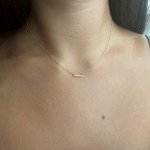 Bar necklace, Κ9 pink gold with zircon, ko4420 NECKLACES Κοσμηματα - chrilia.gr