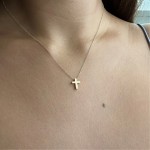 Cross necklace, Κ9 gold with zircon, ko4489 NECKLACES Κοσμηματα - chrilia.gr