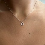 Round necklace, Κ14 white gold with diamonds 0.06ct, VS2, H ko5289 NECKLACES Κοσμηματα - chrilia.gr