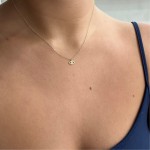 Eye necklace, Κ14 gold with diamond 0.02ct, VS2, H ko5295 NECKLACES Κοσμηματα - chrilia.gr