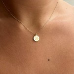 Round necklace, Κ14 gold with diamond 0.006ct, VS2, H ko5607 NECKLACES Κοσμηματα - chrilia.gr