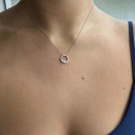 Round necklace, Κ18 white gold with diamonds 0.15ct, SI1, H ko5628 NECKLACES Κοσμηματα - chrilia.gr