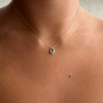 Drop necklace, Κ14 gold with green and white zircon, ko5735 NECKLACES Κοσμηματα - chrilia.gr