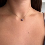 Eye necklace, Κ9 pink gold with pink sapphires 0.18ct and diamond 0.02ct, VS1, H ko5789 NECKLACES Κοσμηματα - chrilia.gr