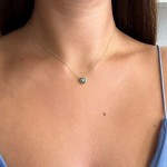 Eye necklace, Κ9 gold with tsavolites 0.18ct and diamond 0.02ct, VS1, H ko5790 NECKLACES Κοσμηματα - chrilia.gr
