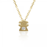 Necklace for baby and mum, K14  gold with girl and diamonds 0.02ct, VS2, H, ko5883 NECKLACES Κοσμηματα - chrilia.gr