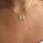 Necklace for mum, K18 pink gold with boy, girl and diamonds 0.30ct, VS1, H, ko3256 NECKLACES Κοσμηματα - chrilia.gr