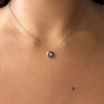 Eye necklace, Κ18 pink gold with sapphires 0.18ct and diamond 0.02ct, VS1, H ko3419 NECKLACES Κοσμηματα - chrilia.gr