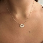 Bar necklace, Κ14 pink gold with diamonds 0.09ct, VS1, H ko4064 NECKLACES Κοσμηματα - chrilia.gr