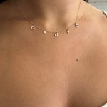 Necklace with circles, Κ14 pink gold with diamonds 0.15ct, VS2, H ko5000 NECKLACES Κοσμηματα - chrilia.gr