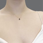 Heart necklace, Κ9 gold with black zircon, ko5091 NECKLACES Κοσμηματα - chrilia.gr