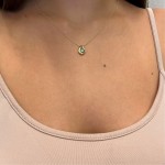Eye necklace, Κ18 gold with tsavorites 0.20ct and diamonds 0.03ct, VS1, H ko5159 NECKLACES Κοσμηματα - chrilia.gr