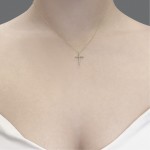 Cross necklace, Κ9 gold with zircon, ko5473 NECKLACES Κοσμηματα - chrilia.gr