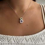 Multistone necklace, Κ18 white gold with amethyst and peridot, ko0758 NECKLACES Κοσμηματα - chrilia.gr