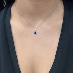 Multistone necklace 18K white gold with sapphire 0.53ct and diamonds 0.10ct, VS1, H ko5576 NECKLACES Κοσμηματα - chrilia.gr