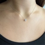 Multistone rosette necklace 18K white gold with diamonds 0.23ct, VS1, F from IGL, me2210 NECKLACES Κοσμηματα - chrilia.gr
