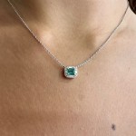 Multistone necklace Κ18 white gold with emerald 0.60ct and diamond 0.20ct, VS1, H, me2289 NECKLACES Κοσμηματα - chrilia.gr