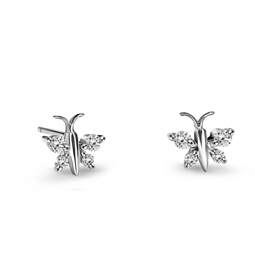 Multistone butterfly earrings 18K white gold with diamonds 0.28ct, VS1, G, sk1043 EARRINGS Κοσμηματα - chrilia.gr