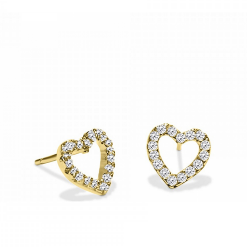 Heart earrings K14 gold with zircon, sk2750 EARRINGS Κοσμηματα - chrilia.gr