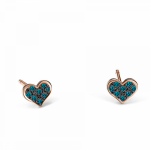 Heart earrings, 18K pink gold with blue diamonds 0.08ct, sk2876 EARRINGS Κοσμηματα - chrilia.gr