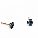Cross earrings 18K pink gold with blue diamonds 0.10ct sk2877 EARRINGS Κοσμηματα - chrilia.gr