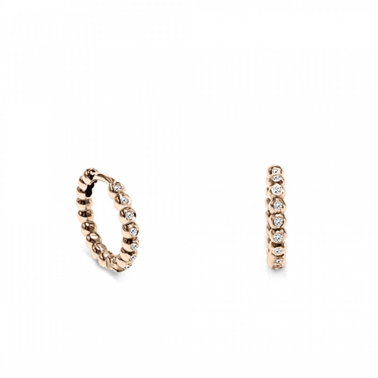 Hoop earrings 18K pink gold with diamonds 0.08ct, VS1, H, sk2973 EARRINGS Κοσμηματα - chrilia.gr