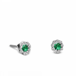 Rosette earrings 18K white gold with emeralds 0.35ct and diamonds 0.12ct VS1, G sk3017 EARRINGS Κοσμηματα - chrilia.gr