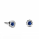 Rosette earrings 18K white gold with sapphires 0.41ct and diamonds 0.12ct VS1, G sk3018