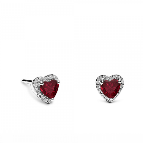 Heart earrings 18K white gold with rubies 0.92ct and diamonds 0.10ct VS1, G sk3022 EARRINGS Κοσμηματα - chrilia.gr