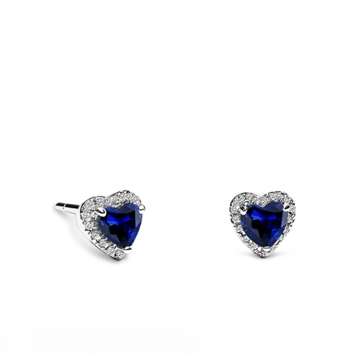 Heart earrings 18K white gold with sapphires 1.04ct and diamonds 0.10ct VS1, G sk3023 EARRINGS Κοσμηματα - chrilia.gr
