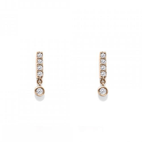 Bar earrings 18K pink gold with diamonds 0.09ct, VS1, H, sk3066 EARRINGS Κοσμηματα - chrilia.gr