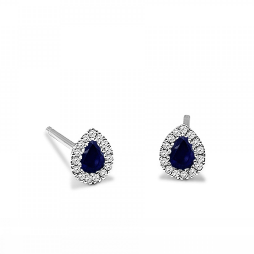 Drop earrings 18K white gold with sapphires 0.38ct and diamonds 0.06ct VS2, H sk3335 EARRINGS Κοσμηματα - chrilia.gr