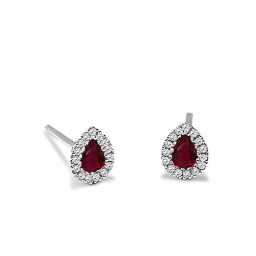 Drop earrings 18K white gold with rubies 0.38ct and diamonds 0.08ct VS2, H sk3336 EARRINGS Κοσμηματα - chrilia.gr