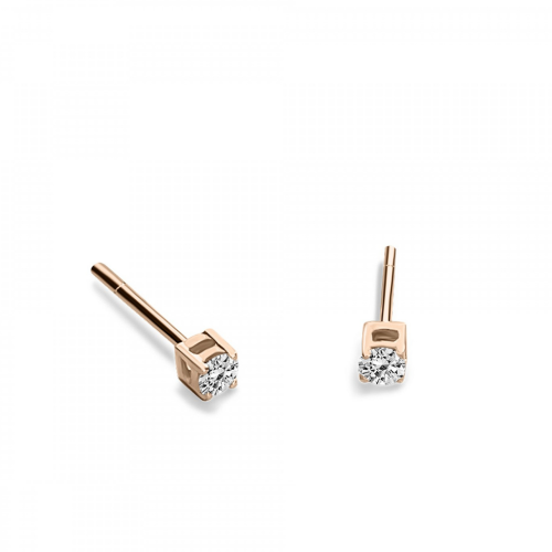 Solitaire earrings 9K pink gold with zircon, sk3486 EARRINGS Κοσμηματα - chrilia.gr