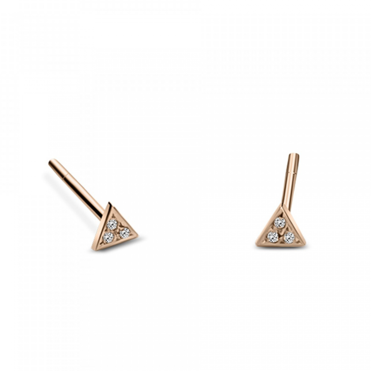 Triangle earrings K9 pink gold with zircon, sk3488 EARRINGS Κοσμηματα - chrilia.gr