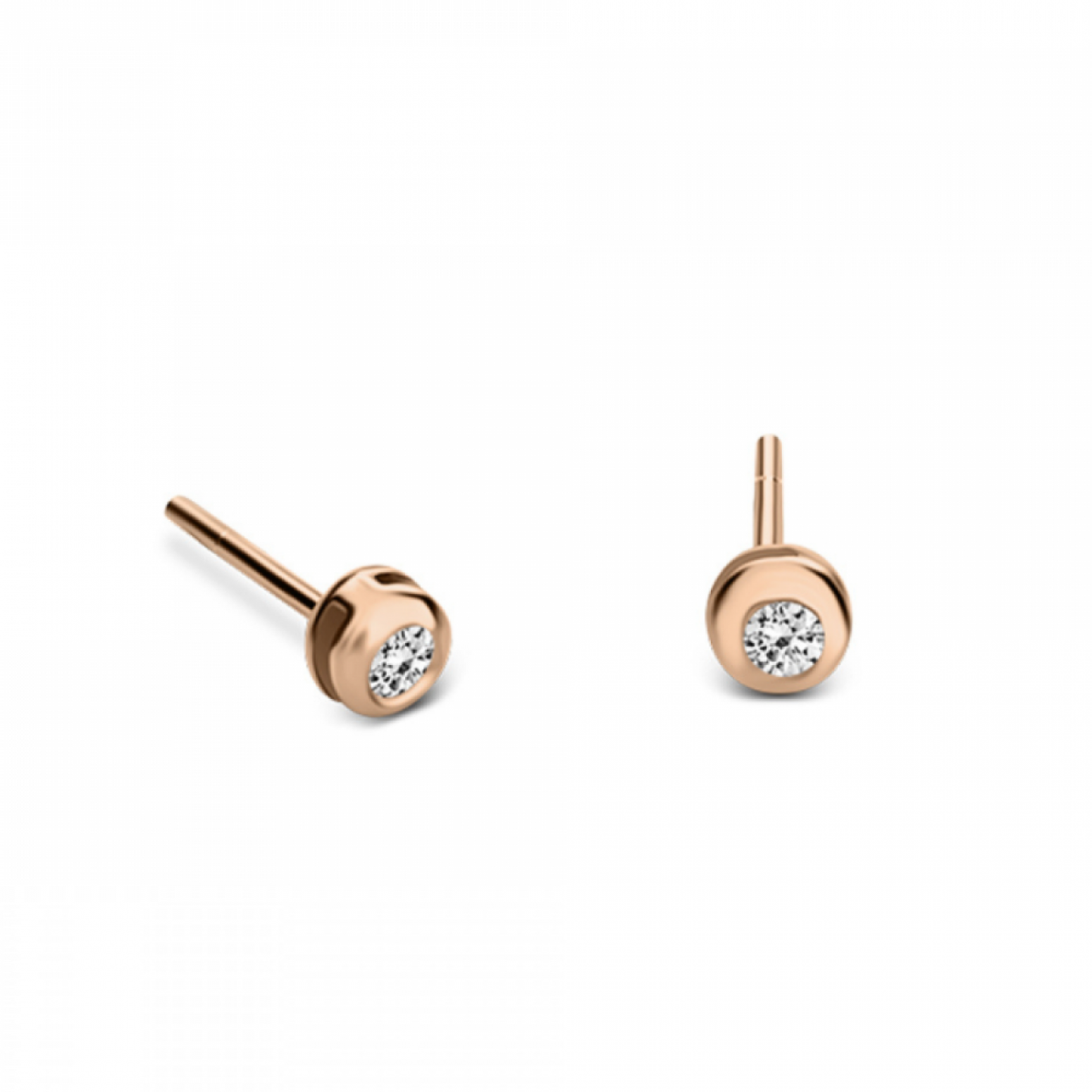Solitaire earrings 9K pink gold with zircon, sk3489 EARRINGS Κοσμηματα - chrilia.gr