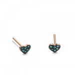 Heart earrings K9 pink gold with blue zircon, sk3507 EARRINGS Κοσμηματα - chrilia.gr