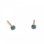 Round earrings K9 pink gold with blue zircon, sk3510 EARRINGS Κοσμηματα - chrilia.gr
