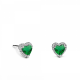 Σκουλαρίκια καρδιές Κ18 λευκόχρυσο με σμαράγδια 0.80ct, και διαμάντια 0.10ct VS1, G sk3517